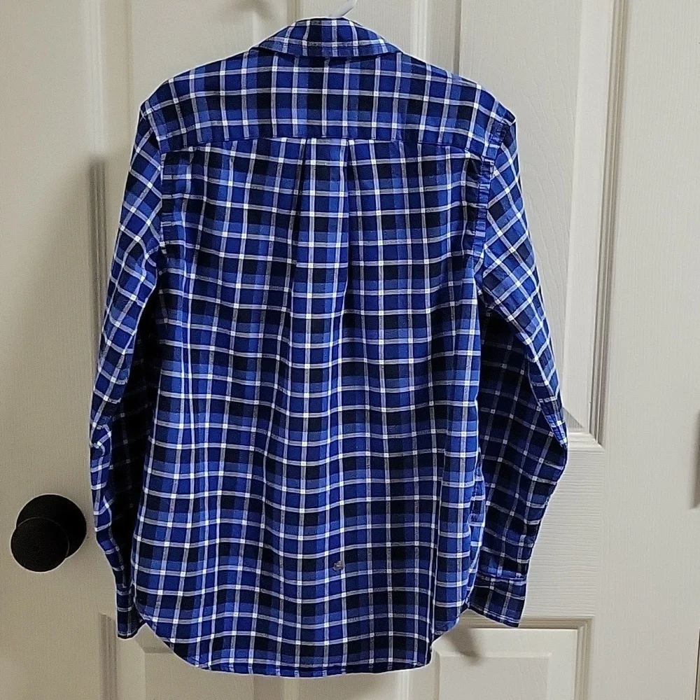Ralph Lauren Blue and White Plaid Button-Down Shirt